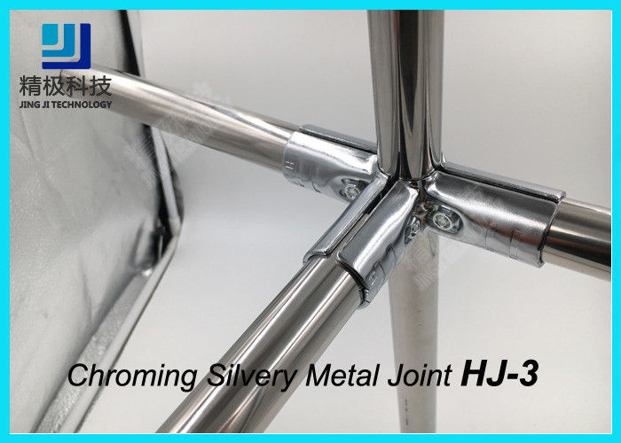 90 Degree 3 Way Flexible Chrome Pipe Connectors / Joints HJ-3 Silvery Color