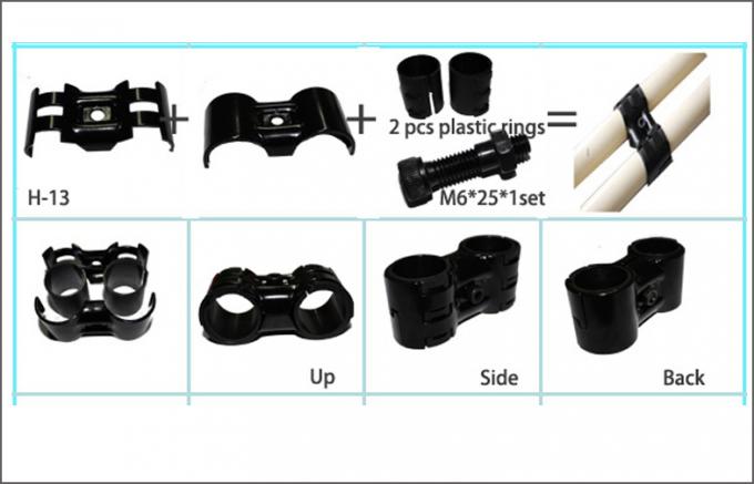 Metal Rack Fitting Parallel Black Metal Joint Fittings for Pipe Racks , Zinc / Nickel ...