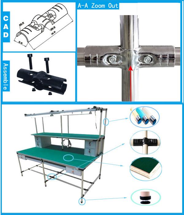 Black Metal Joints for Pipe Rack System PE Coated Steel Pipe Metal