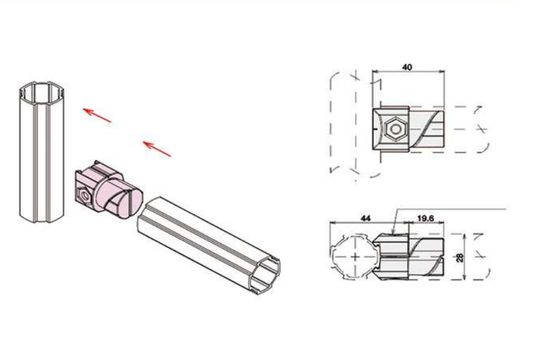 ADC-12 28 Inner Aluminum Alloy Pipe Joint AL-1-S 1.2mm Thick ISO9001
