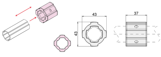 Aluminium Tube Sliding Sleeve Straight Line Mounted OD 28mm AL-18A