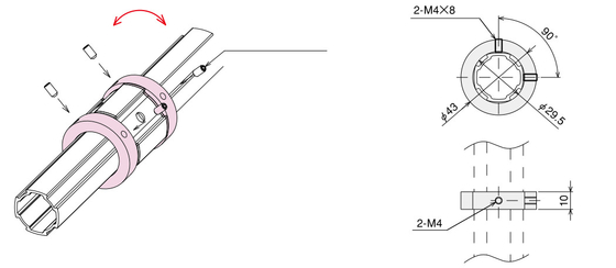 Fixing Action Aluminium Tube Fitting Anodised Die-Cast With Sand-Blasted Surface AL-19