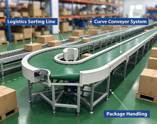 Turning Belt Conveyor 90 & 180 Degree Anti-static PVC Curve Conveyor Line