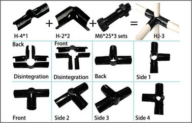 3 Way Metal Pipe Connectors Black Metal Pipe Joint With Electrophoresis Treatment