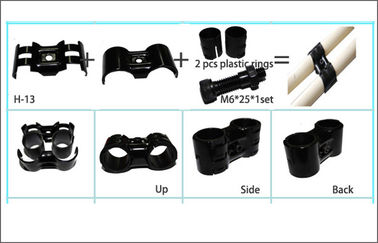 Parallel Black Metal Joint Fittings for Pipe Racks , Zinc / Nickel / Chrome Plated