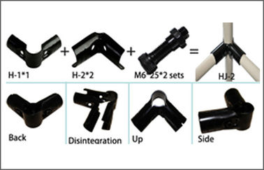 Black Industrial Metal Flexible Pipe Joint , Metal Corner pipe Joint For Workbench
