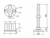OD 43mm Foot Cup Aluminum Pipe Fittings AL-22 Zinc Alloy