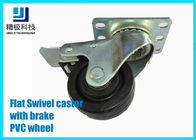 3-5 inch PVC / ESD Flat Free Swivel Caster Wheels Plate - mount With Brake Assembly