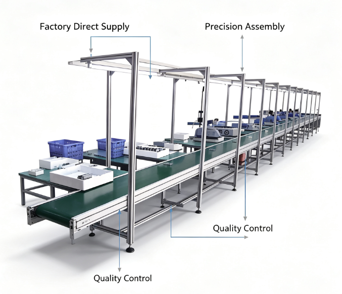 ESD Anti-Static Belt Conveyor Assembly Line Workbench For Electronic Workshop