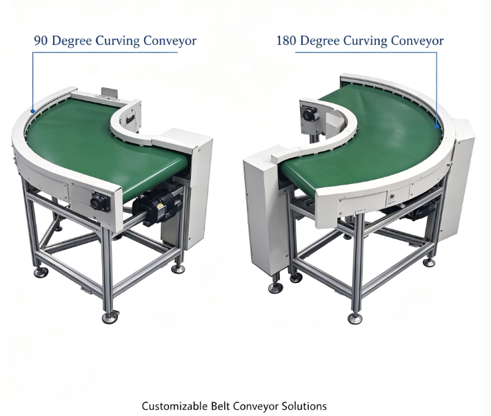Turning Belt Conveyor 90 & 180 Degree Anti-static PVC Curve Conveyor Line