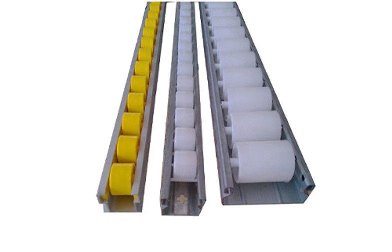 Gray / Transparent Placon Iron Body Roller Track For Sliding Shelf System