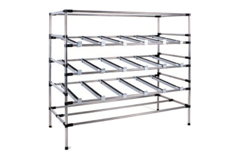 Chrome Plated Kitchen Steel Pipe Rack With 40Mm Aluminum Frame Roller Track